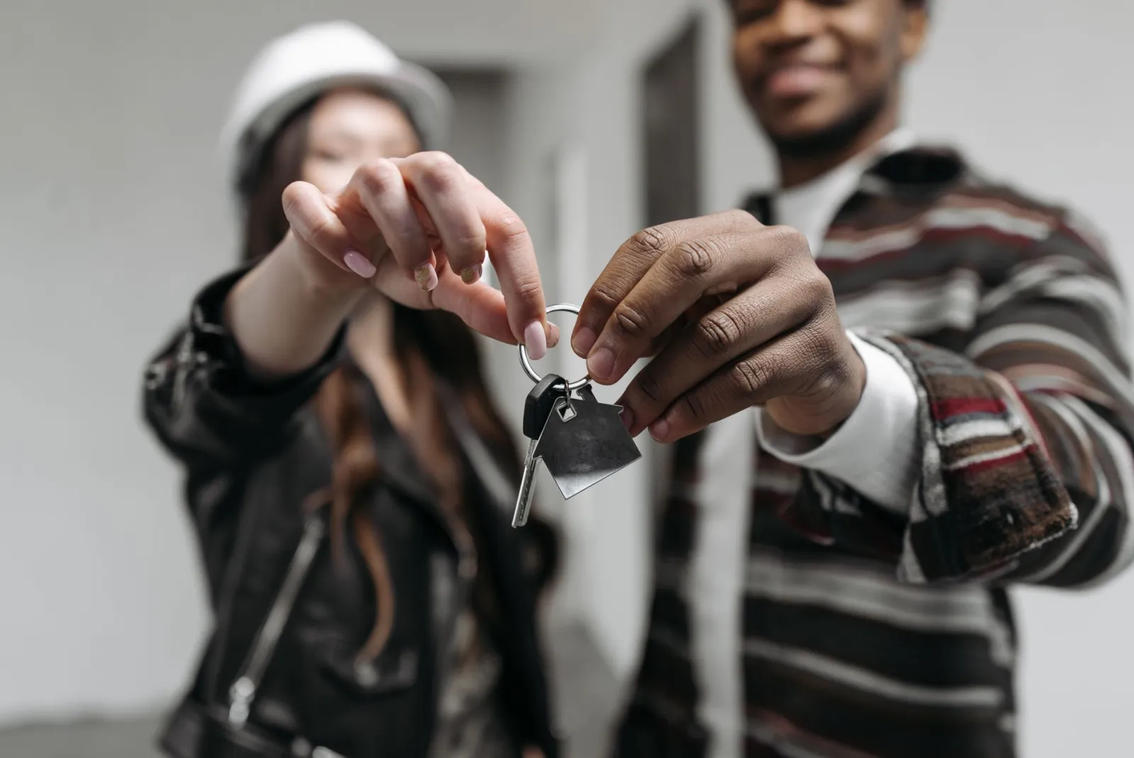 New homeowner receiving house keys